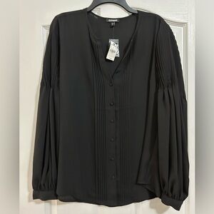 Express Women's Elegant Black Button-Up Blouse